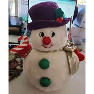 Vintage International Silver Plush Snowman‎ Stuffed Animal Christmas 1994 B5
